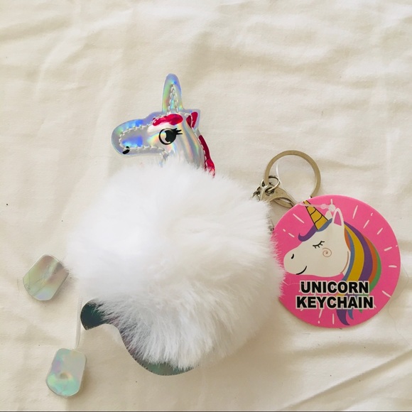 SOCKS FUZZY FLAMINGO DOG UNICORN KEY CHAIN LIP GLO - Picture 7 of 15